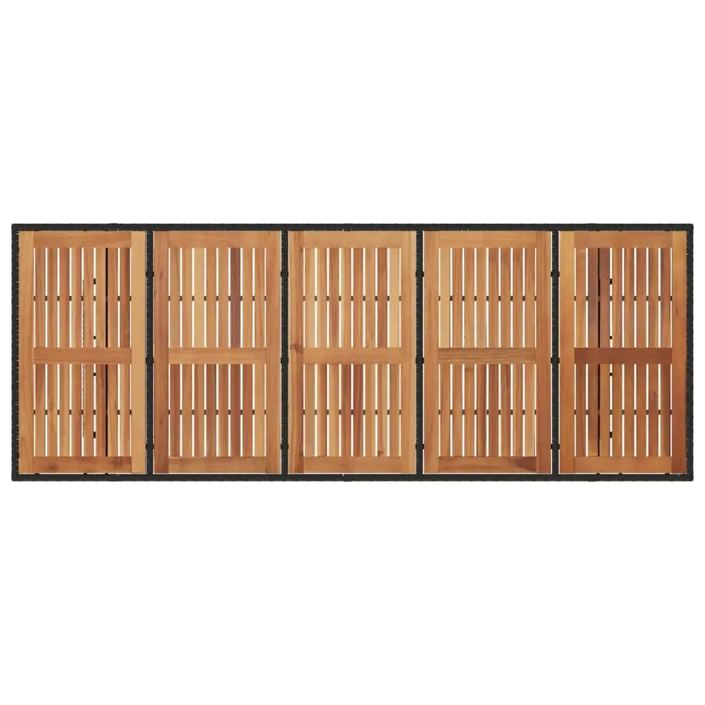 Garden Dining Table Poly Rattan Frame Acacia Wood Top 240x90x75cm Black