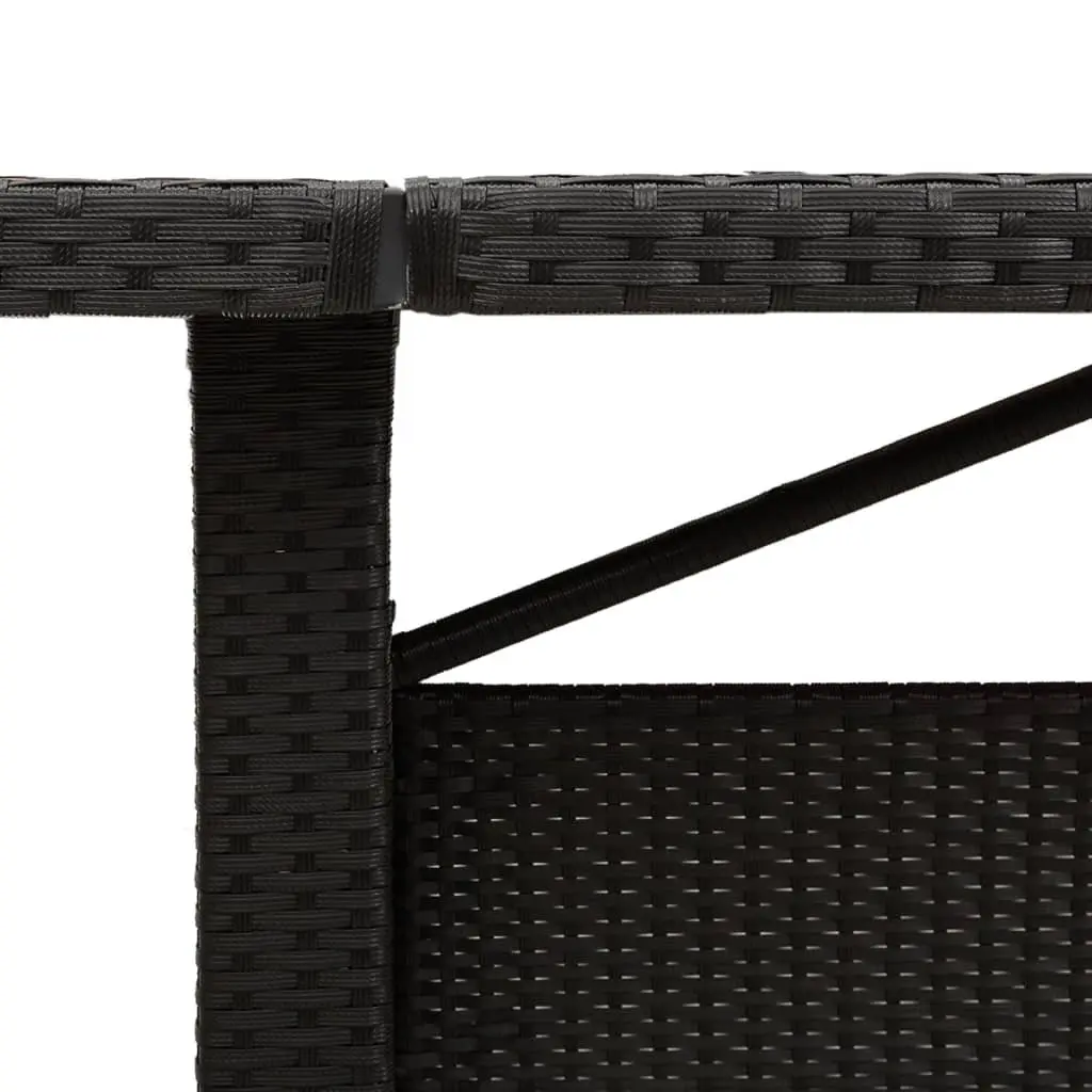 Garden Dining Table Poly Rattan Frame Acacia Wood Top 240x90x75cm Black