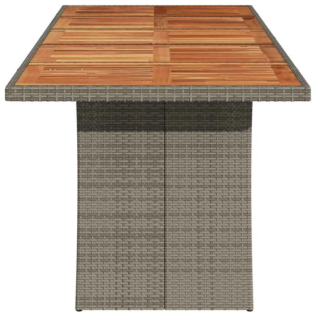 Garden Table Acacia Wood Top Grey Poly Rattan 240 x 90 x 75 cm