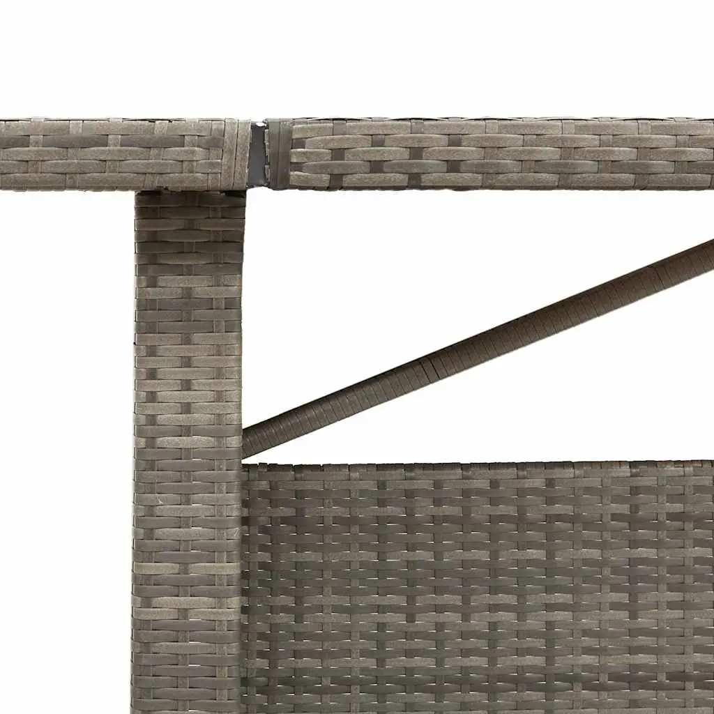 Garden Table Acacia Wood Top Grey Poly Rattan 240 x 90 x 75 cm