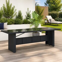 Durable Garden Table for Outdoor Living - Black Poly Rattan