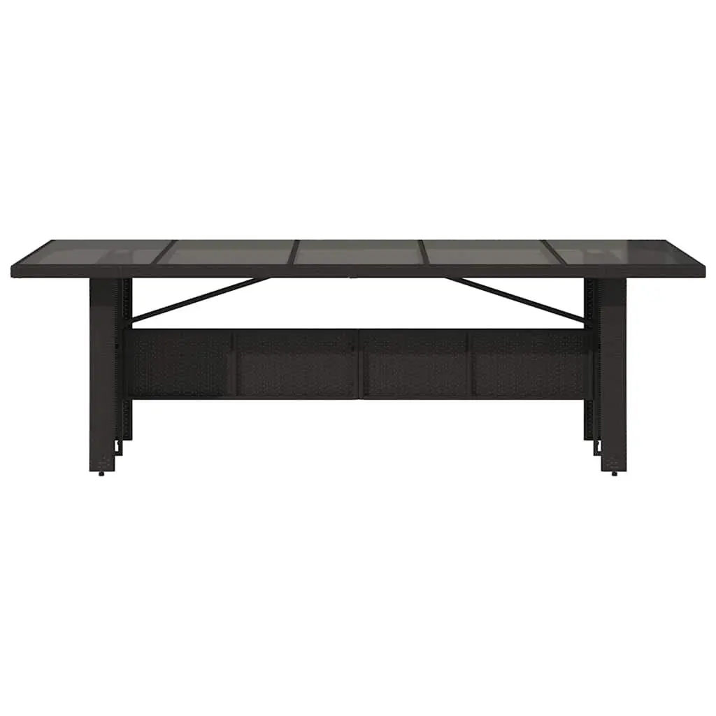 Garden Table Poly Rattan Glass Top 240x90x75cm Black