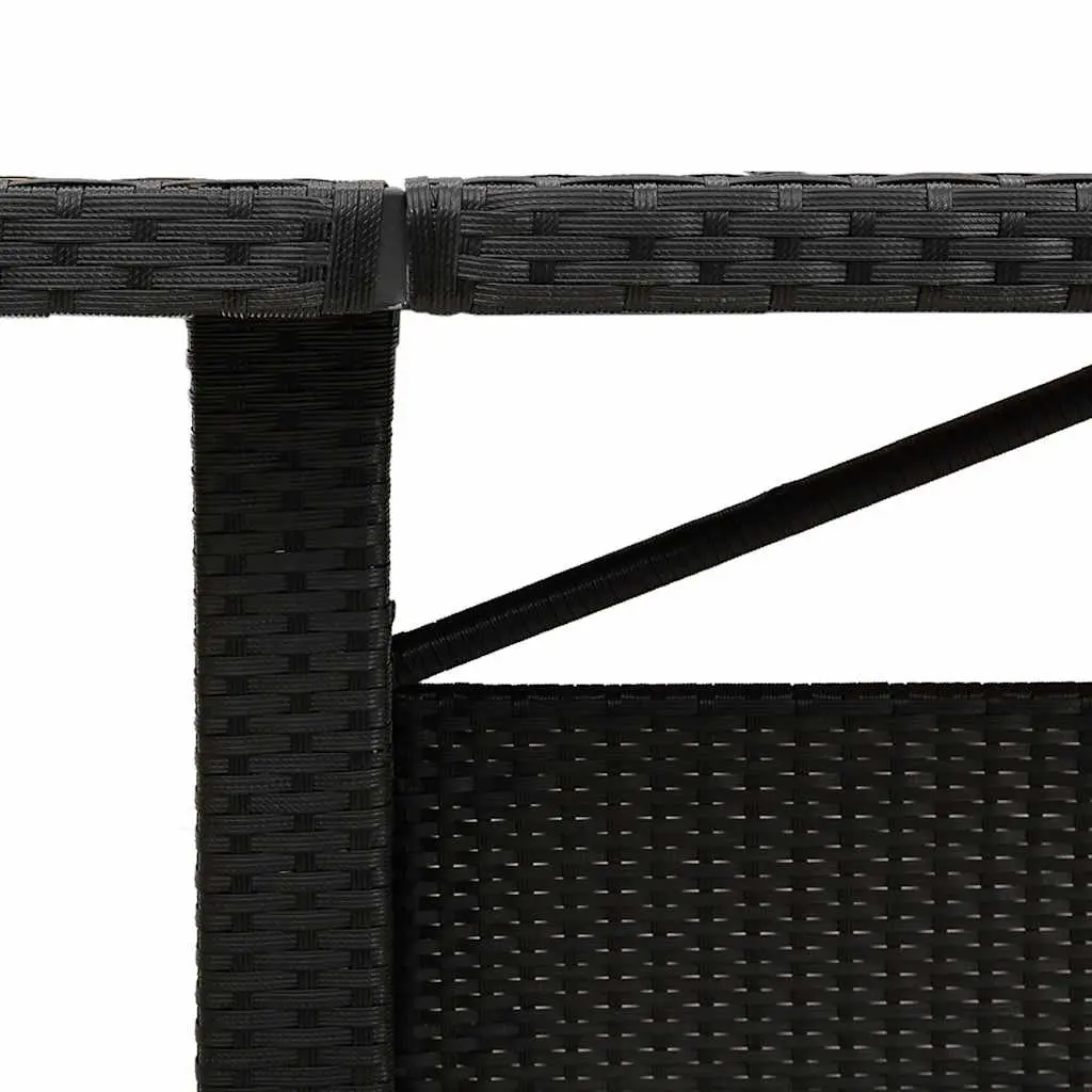 Garden Table Poly Rattan Glass Top 240x90x75cm Black