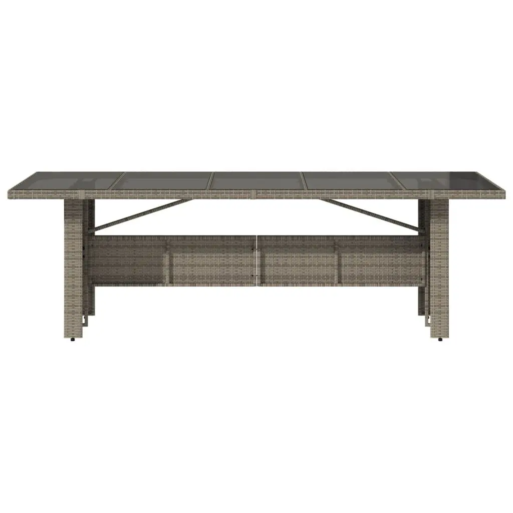 Garden Table Tempered Glass Top Grey PE Poly Rattan 240x90x75cm