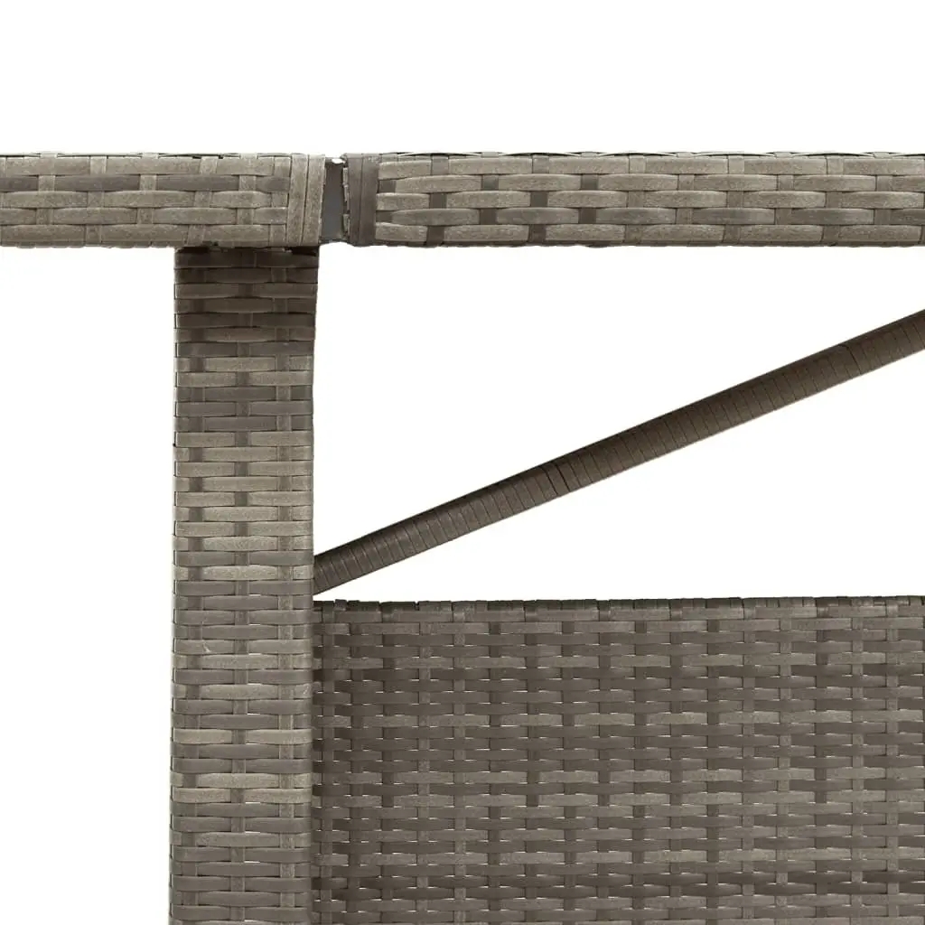 Garden Table Tempered Glass Top Grey PE Poly Rattan 240x90x75cm