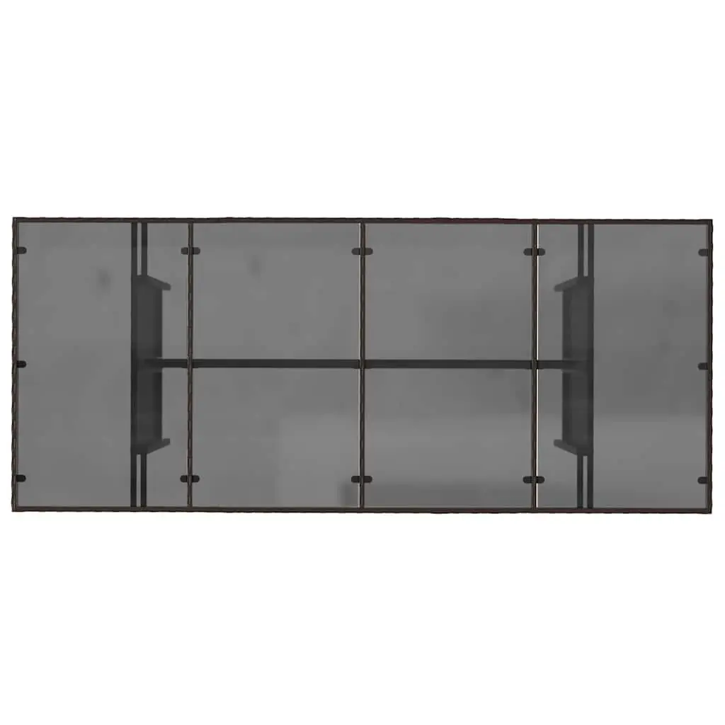 Garden Table PE Rattan Frame Tempered Glass Top Brown 190L x 80W x 75H cm