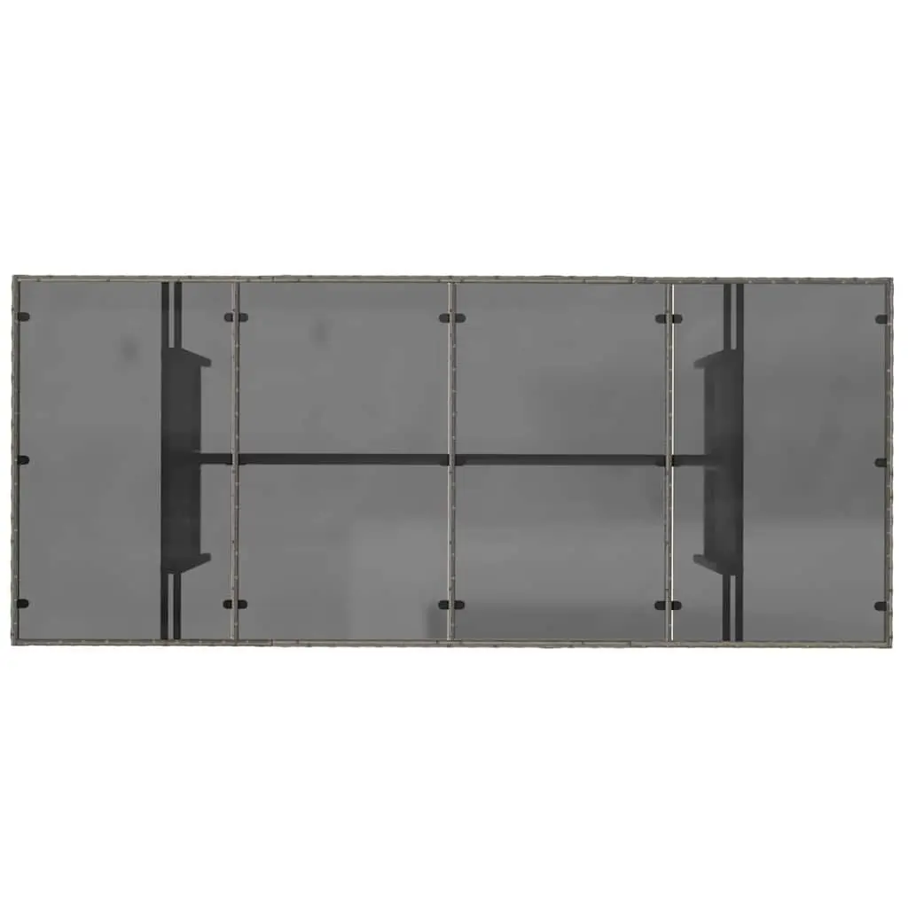 Garden Table Poly Rattan Glass Top 190x80x75cm Grey