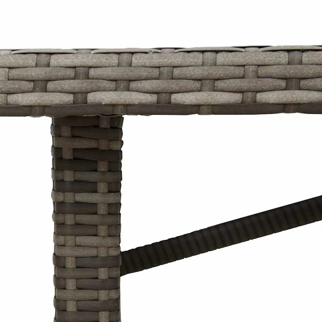 Garden Table Poly Rattan Glass Top 190x80x75cm Grey