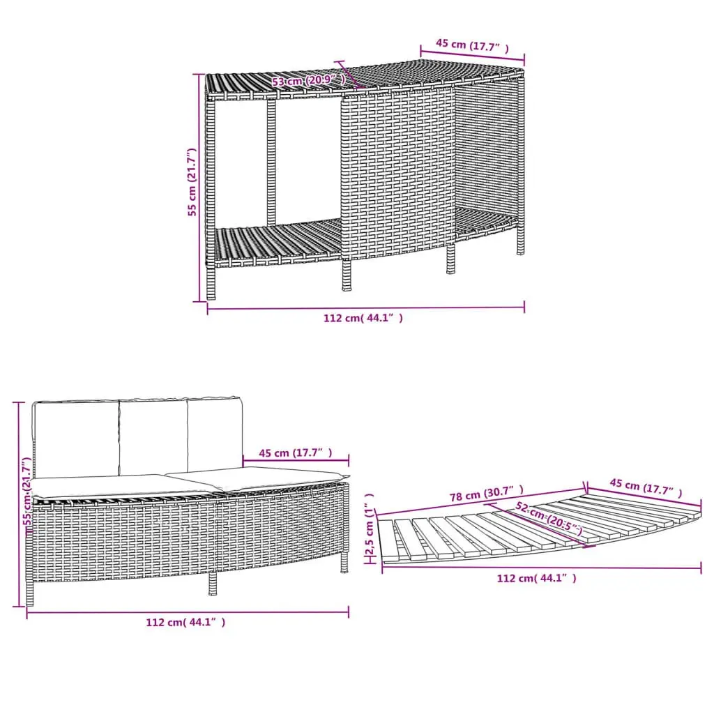 Hot Tub Surround Poly Rattan Grey Storage Rack Step Garden Bench