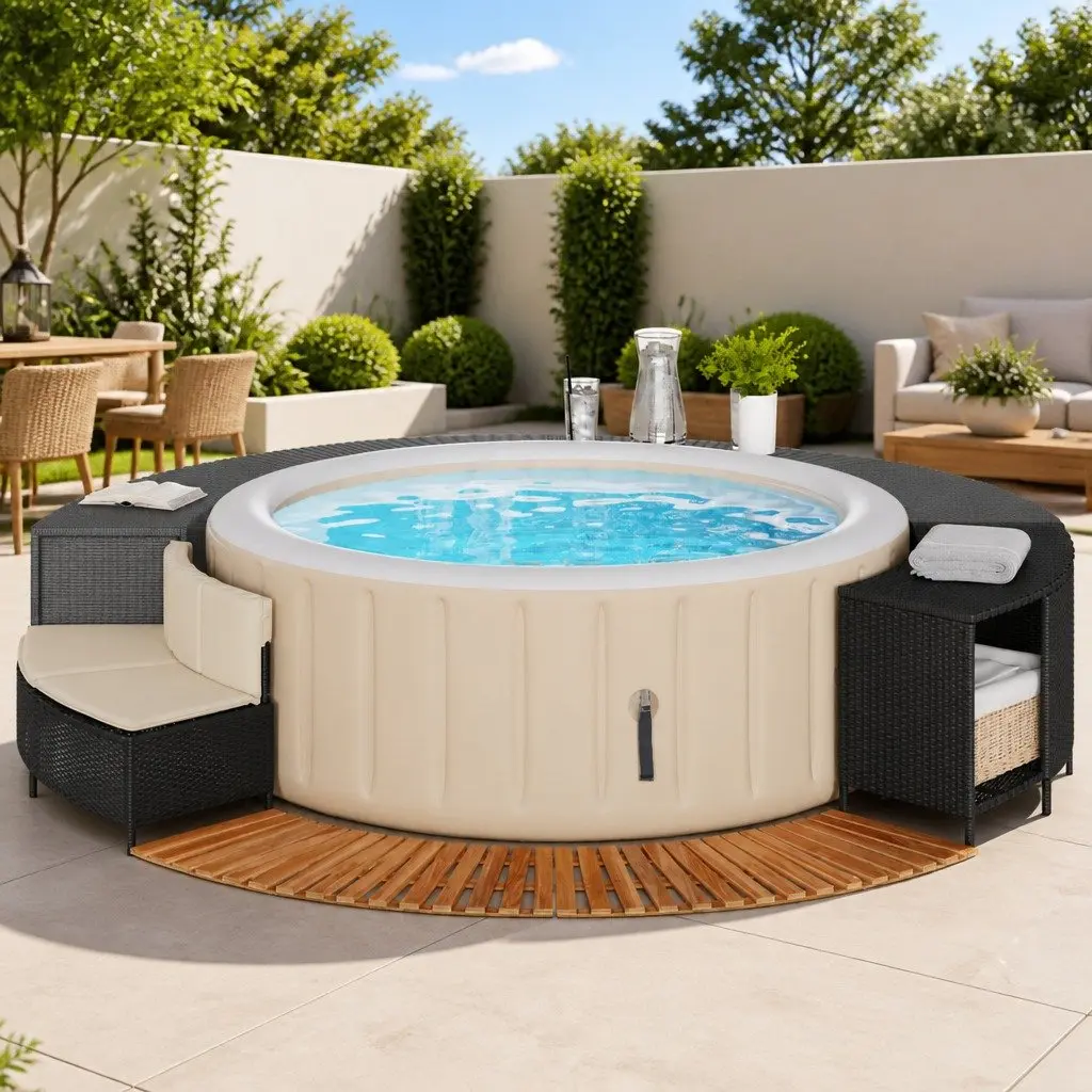 Hot Tub Surround with Storage Bench Step