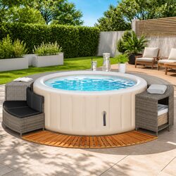 Durable Hot Tub Surround with Storage and Seating in Grey