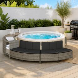 Durable Grey Poly Rattan Hot Tub Benches with Cushions