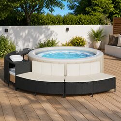 Durable Black Outdoor Hot Tub Benches 2 Piece Set