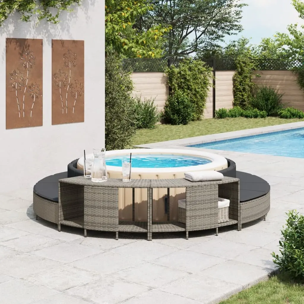 Outdoor Poly Rattan Storage Shelves for Hot Tubs, 2 pcs