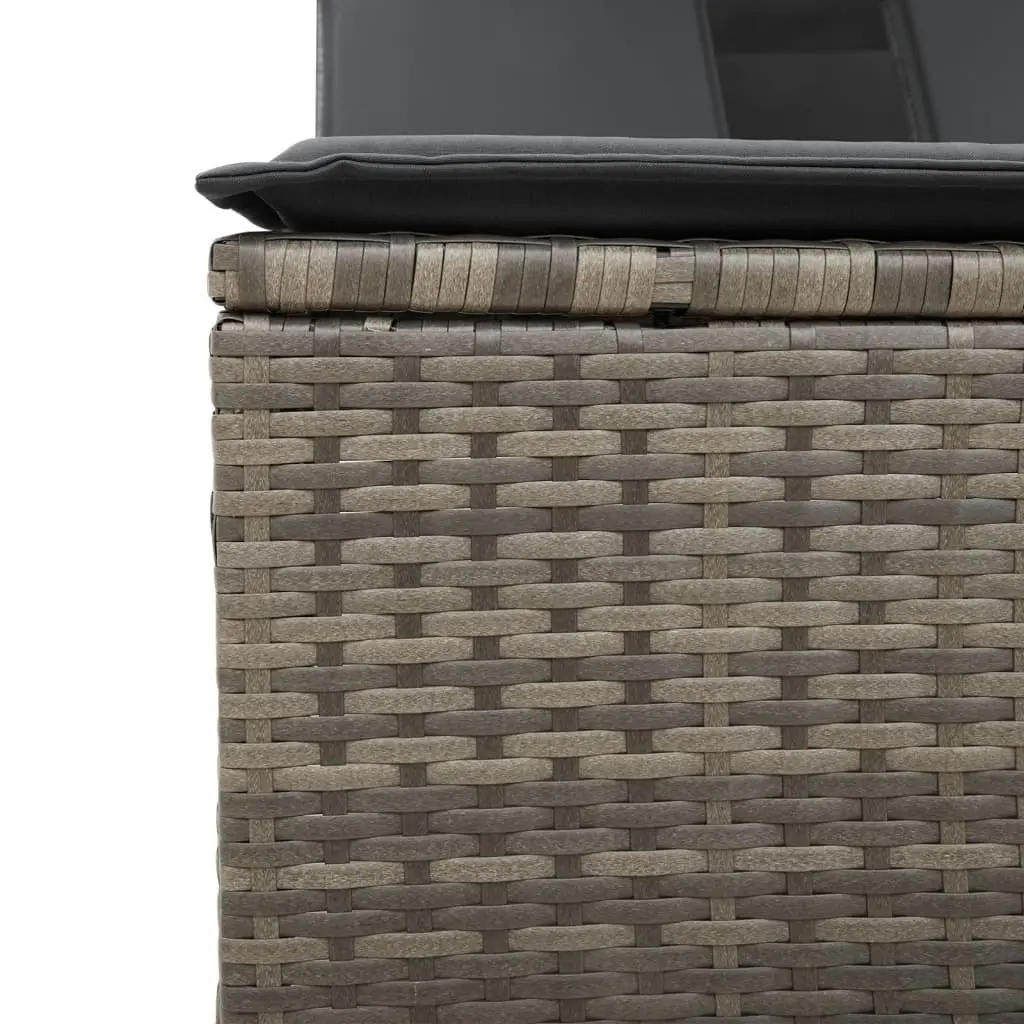Adjustable Grey Poly Rattan Double Sun Lounger with Canopy