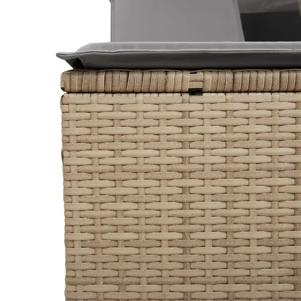 Double Sun Lounger with Adjustable Canopy in Beige