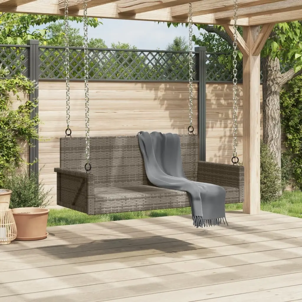 Swing Bench PE Rattan Grey Outdoor Garden Furniture Hanging Seat Patio 119 x 56 x 48 cm