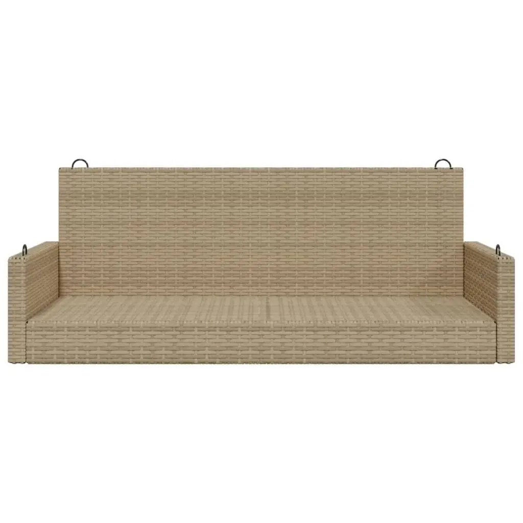 Beige Poly Rattan Swing Bench for Outdoor Relaxation