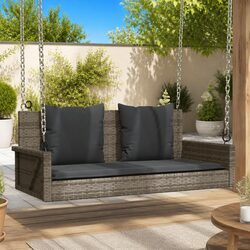 Durable Outdoor Swing Bench in Grey Poly Rattan