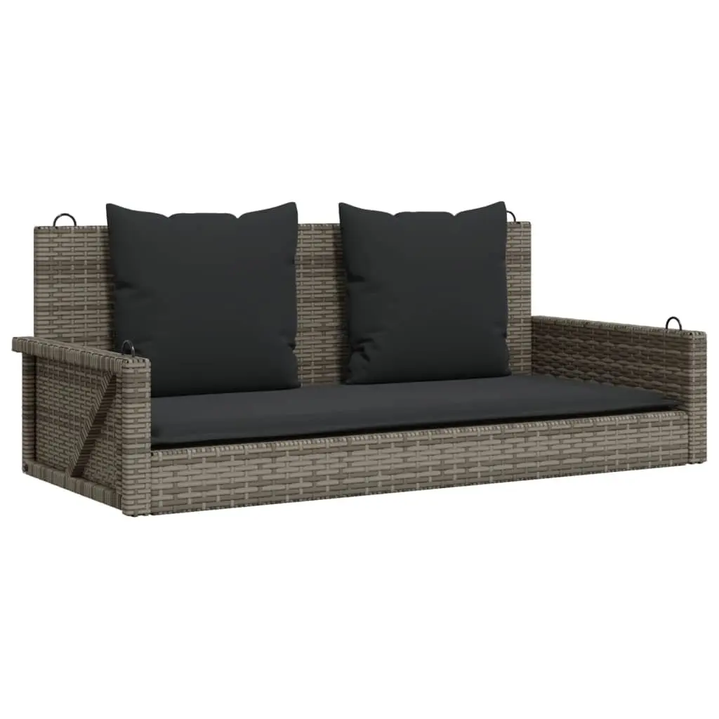 Swing Bench Poly Rattan Grey with Cushions 119 x 56 x 48 cm