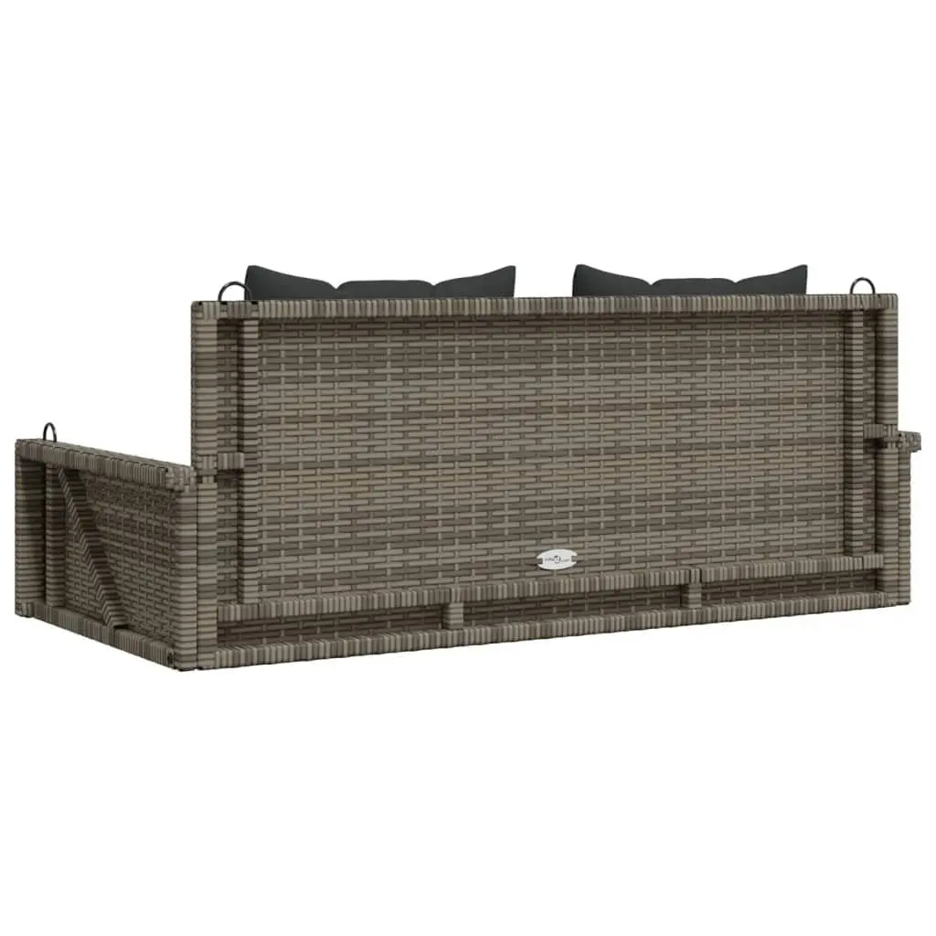Swing Bench Poly Rattan Grey with Cushions 119 x 56 x 48 cm