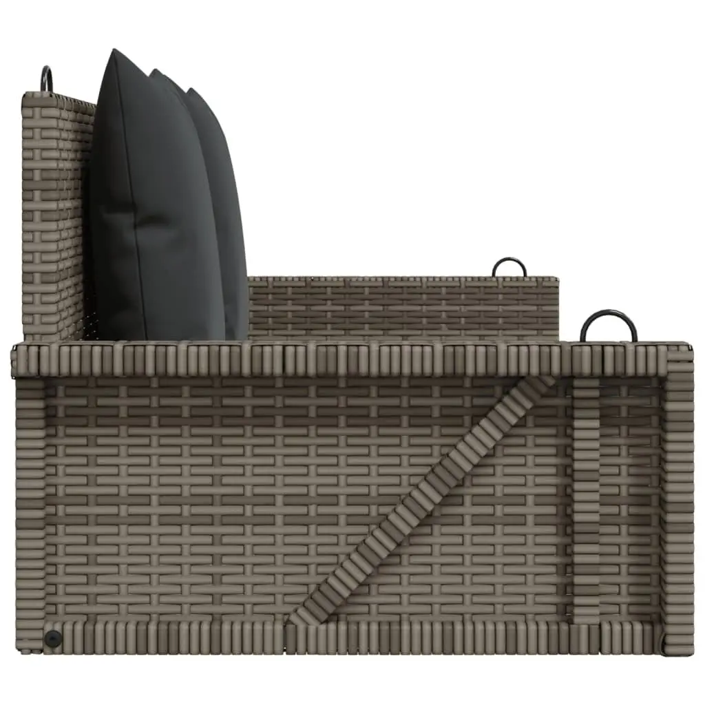 Swing Bench Poly Rattan Grey with Cushions 119 x 56 x 48 cm
