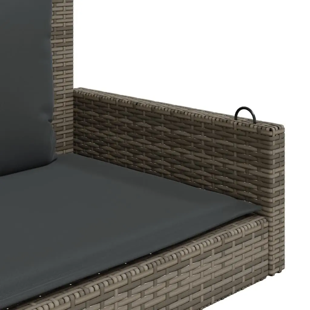 Swing Bench Poly Rattan Grey with Cushions 119 x 56 x 48 cm