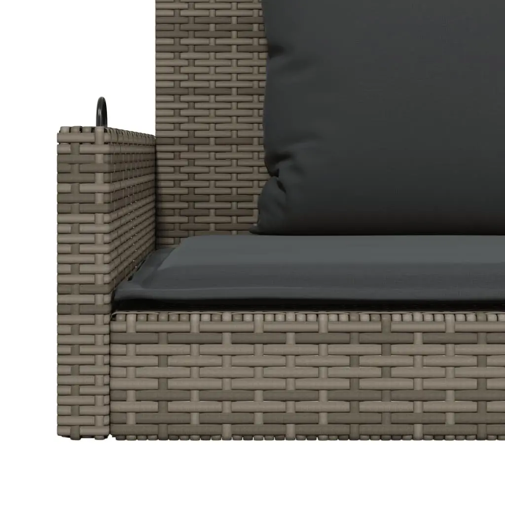 Swing Bench Poly Rattan Grey with Cushions 119 x 56 x 48 cm