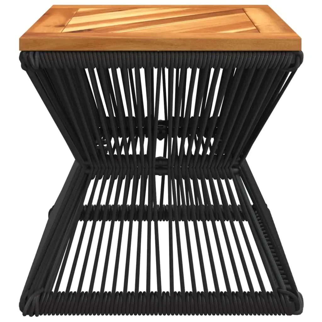 Brown Solid Wood Coffee Table with Steel Wire Base