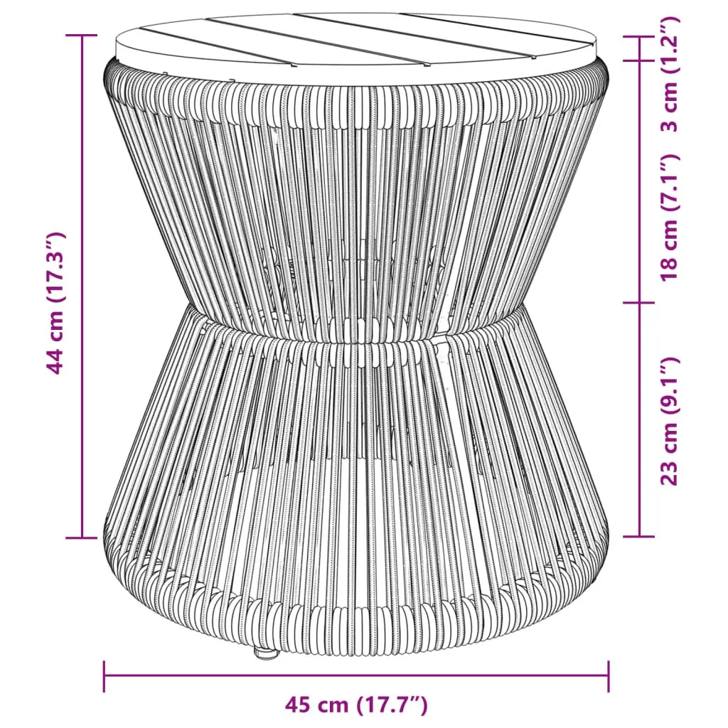 Black Round Coffee Table with Wire Base Ø 45x44 cm