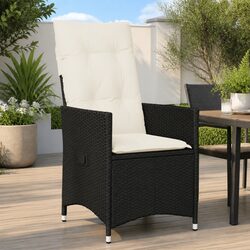 Adjustable Reclining Garden Chair with Cushions in Black