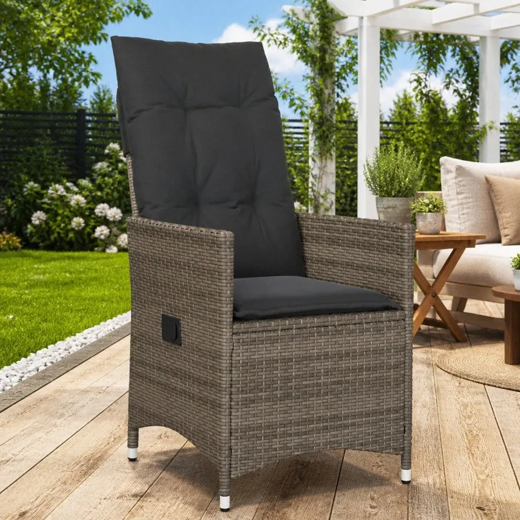 Adjustable Backrest Reclining Garden Chair in Grey