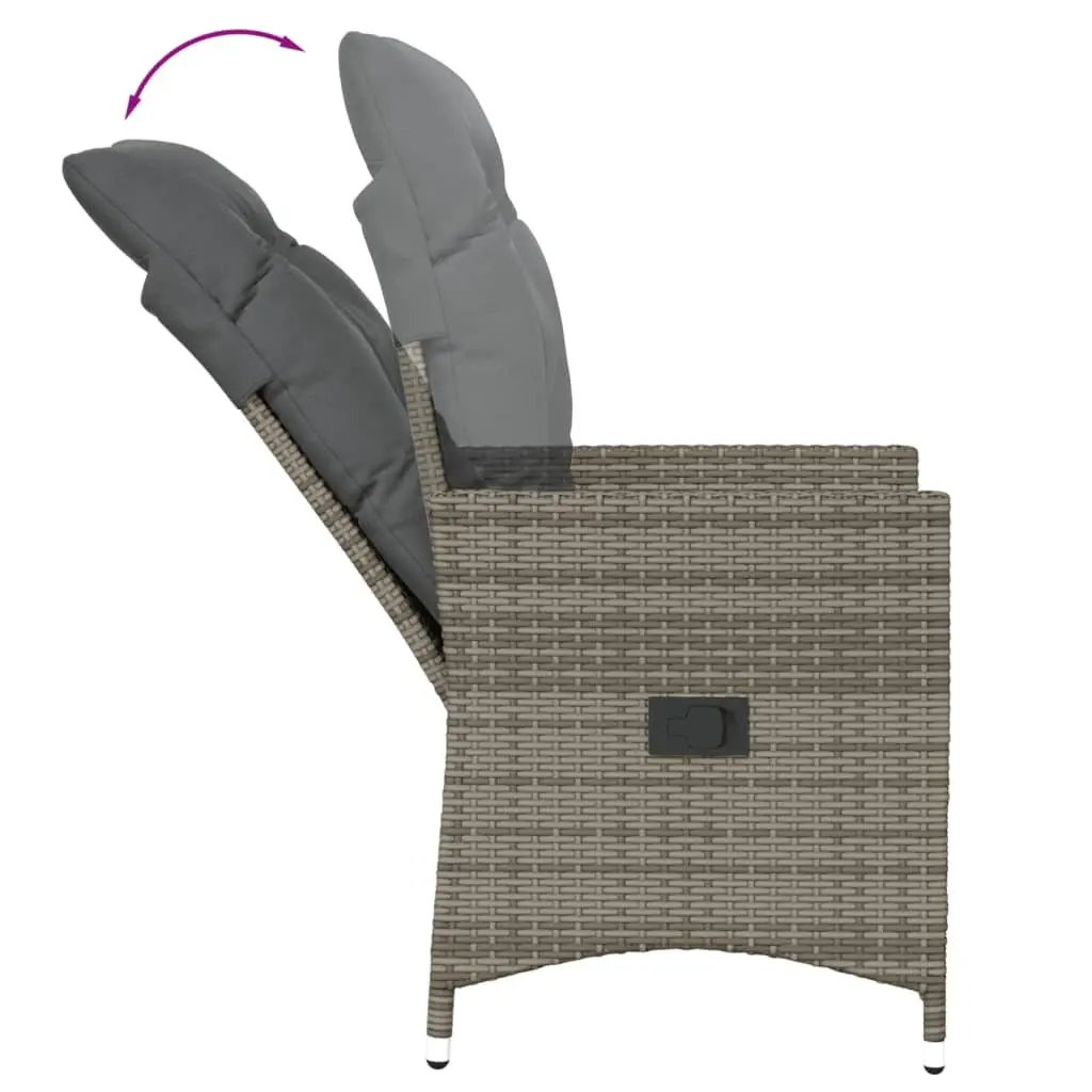 Adjustable Backrest Reclining Garden Chair in Grey