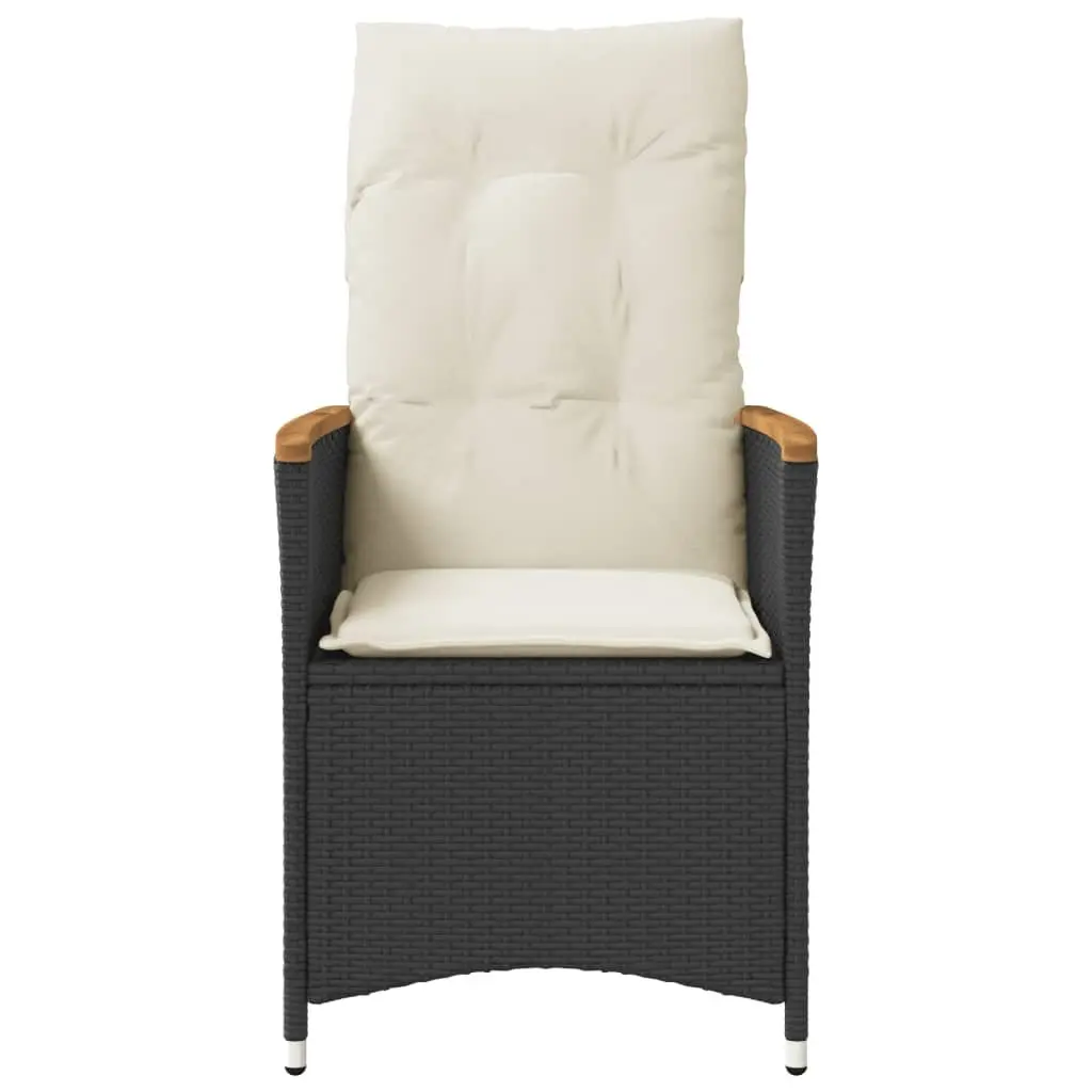 Reclining Garden Chairs PE Rattan Adjustable Backrest Cushions Black 2 Piece