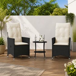 3-Piece Bistro Set with Cushions for Outdoor Spaces