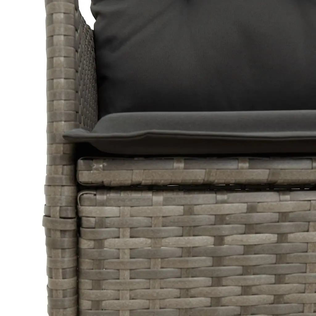 Outdoor Bistro Set 3 Piece Garden Furniture with Cushions Grey Poly Rattan