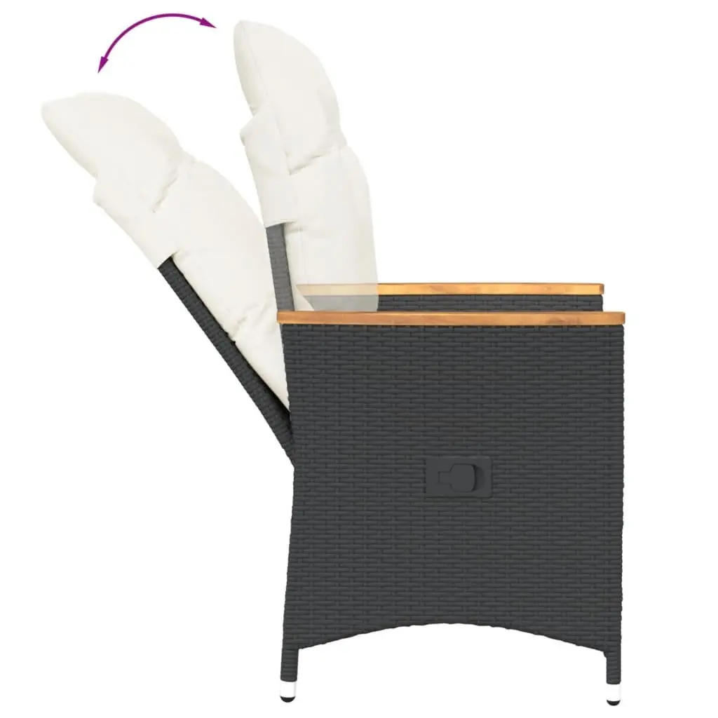 Black Rattan 3-Piece Outdoor Bistro Set