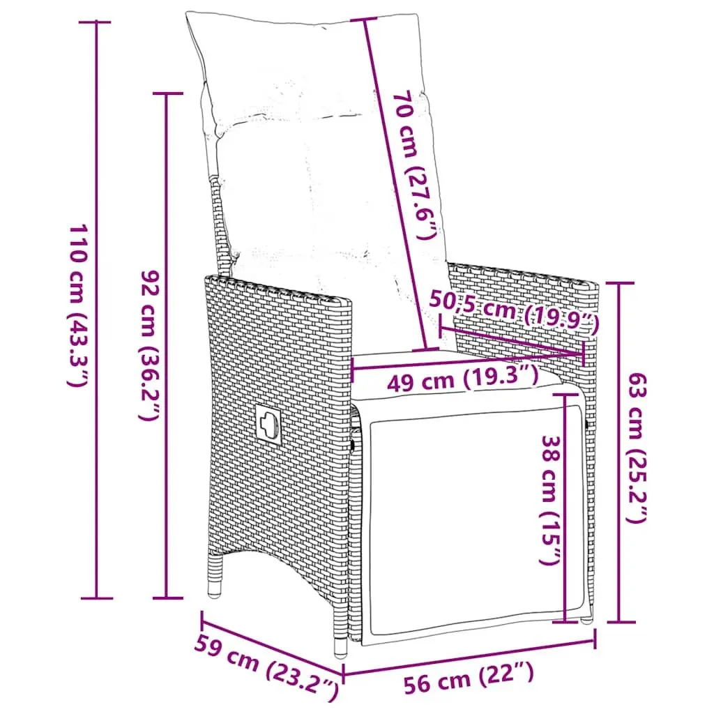 Adjustable Reclining Garden Chair with Cushions