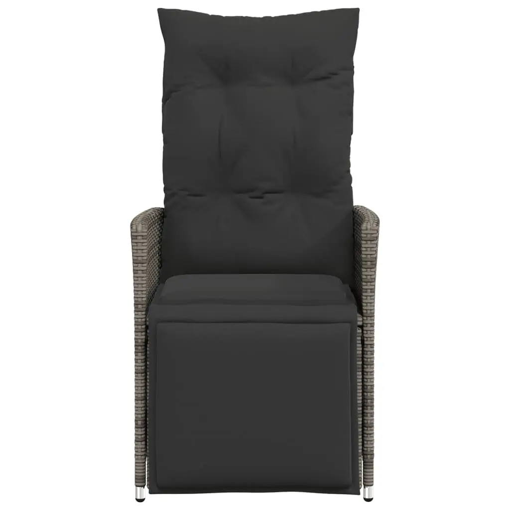 Reclining Garden Chair PE Rattan Powder-coated Steel Adjustable Grey
