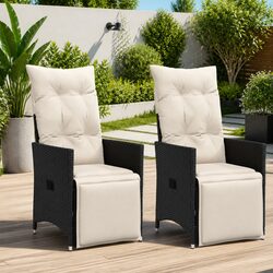Adjustable Black Poly Rattan Garden Chairs 2 pcs