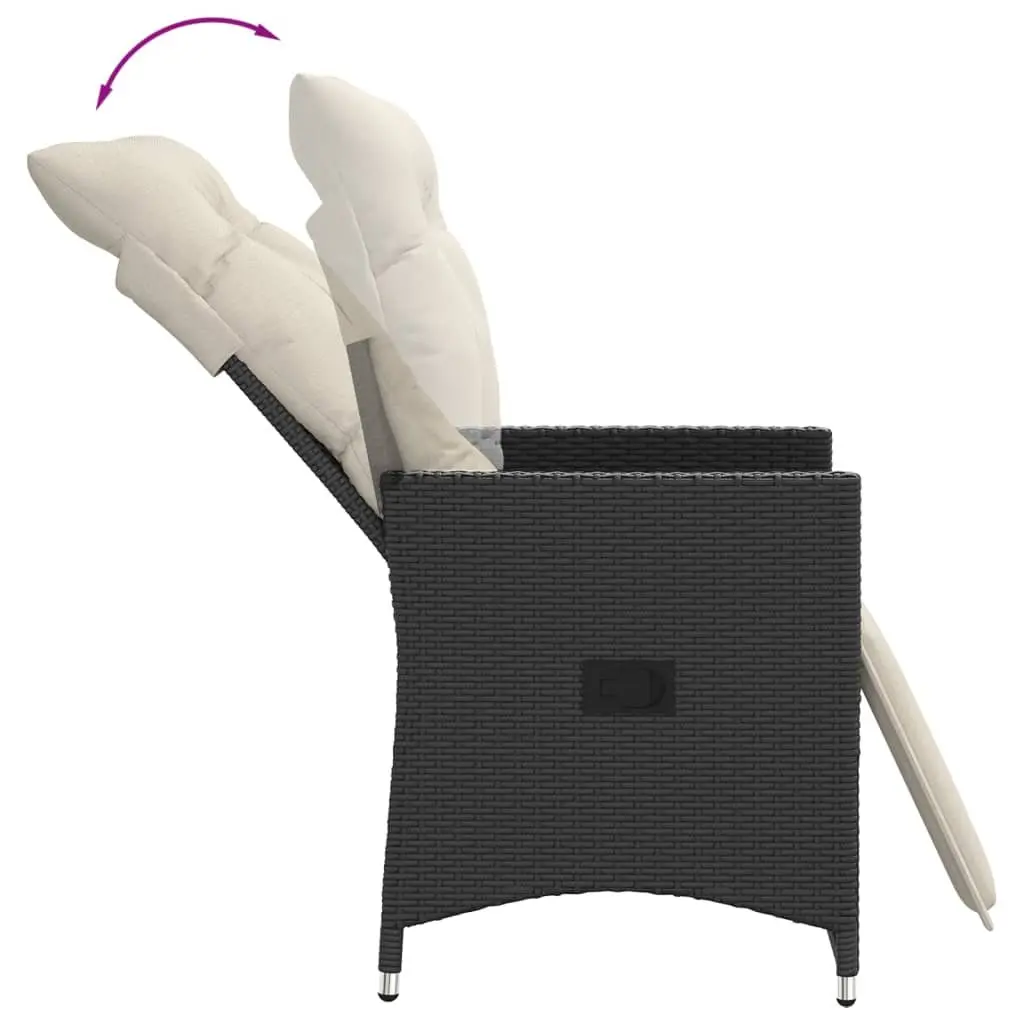 Reclining Garden Chairs 2 pcs Outdoor Seating with Cushions Black Poly Rattan