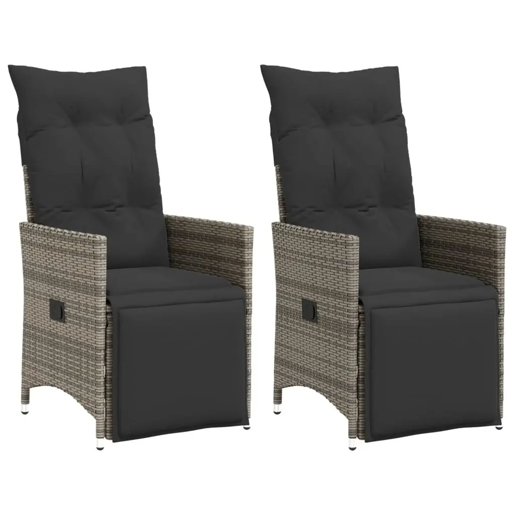Reclining Garden Chairs with Cushions, 2 pcs