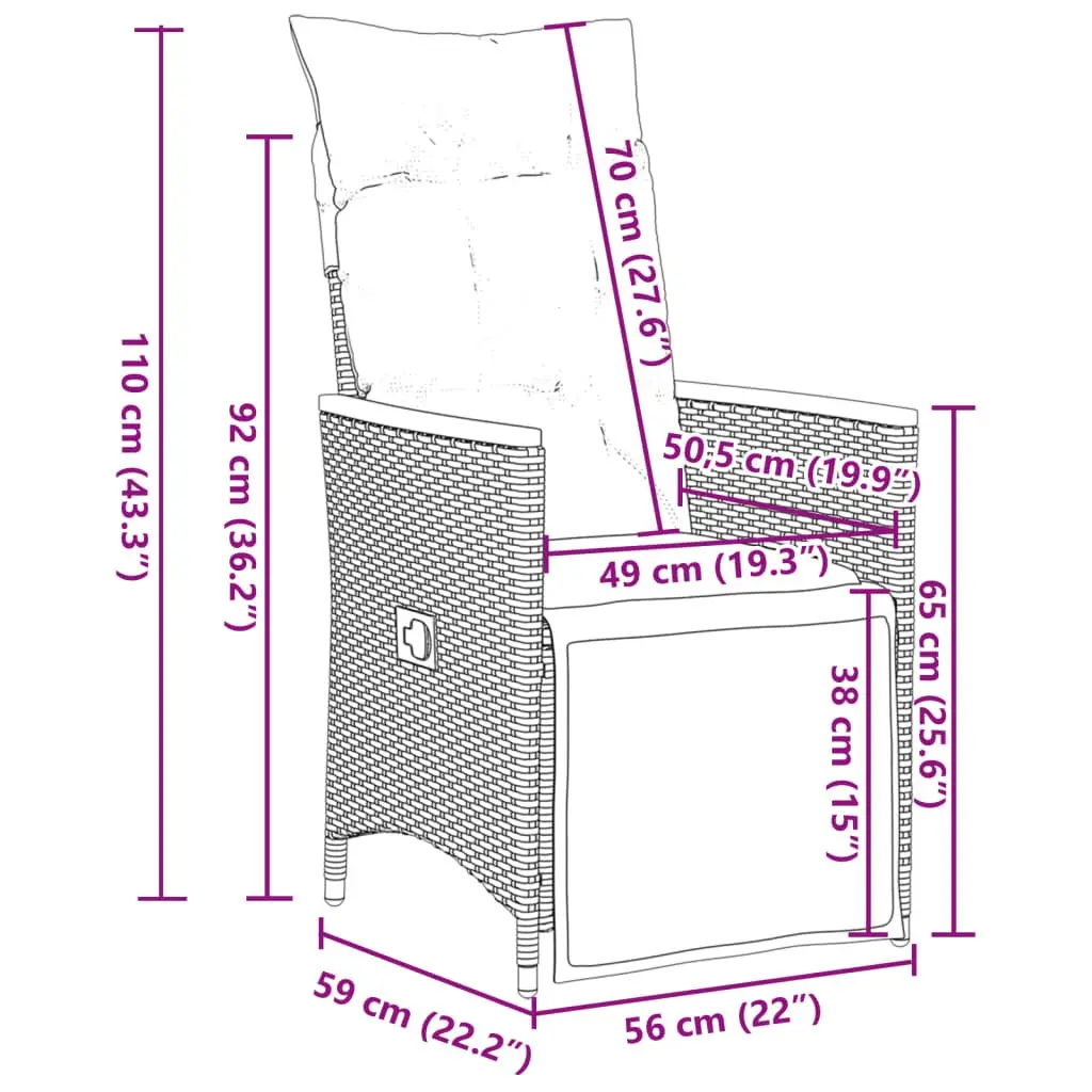 Adjustable Reclining Garden Chairs with Cushions