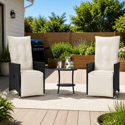 Durable 3 Piece Bistro Set with Cushions for Outdoor Relaxation