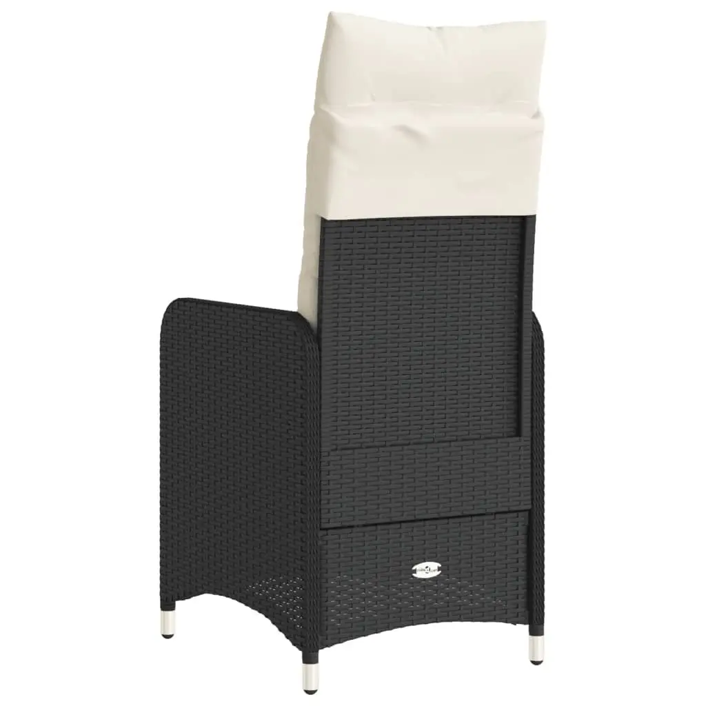 Outdoor Reclining Garden Chair PE Rattan Powder-coated Steel Adjustable Backrest Cushions Black