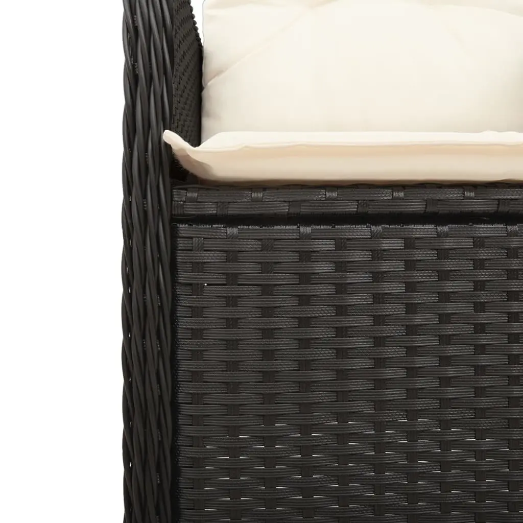 Outdoor Reclining Garden Chair PE Rattan Powder-coated Steel Adjustable Backrest Cushions Black