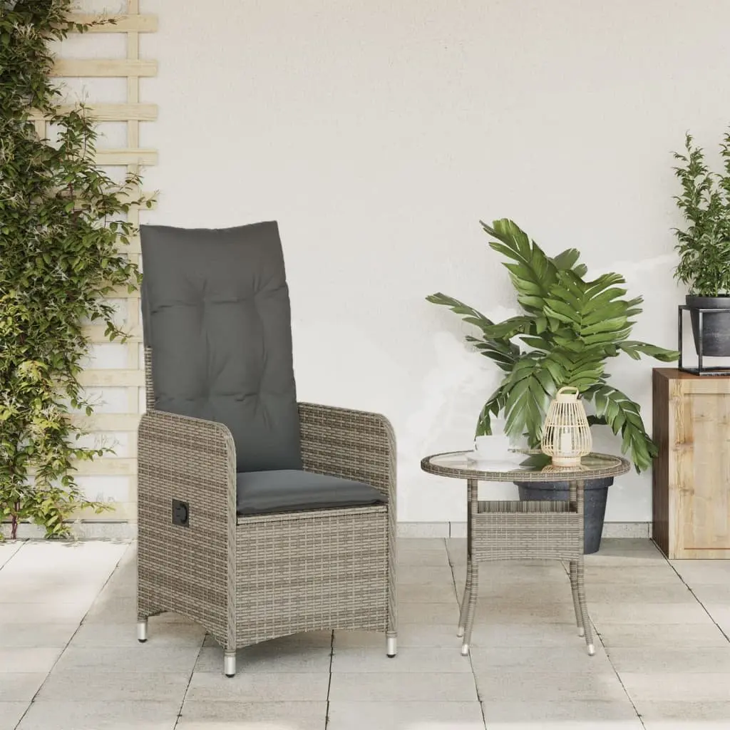 Reclining Garden Chair with Grey Cushions