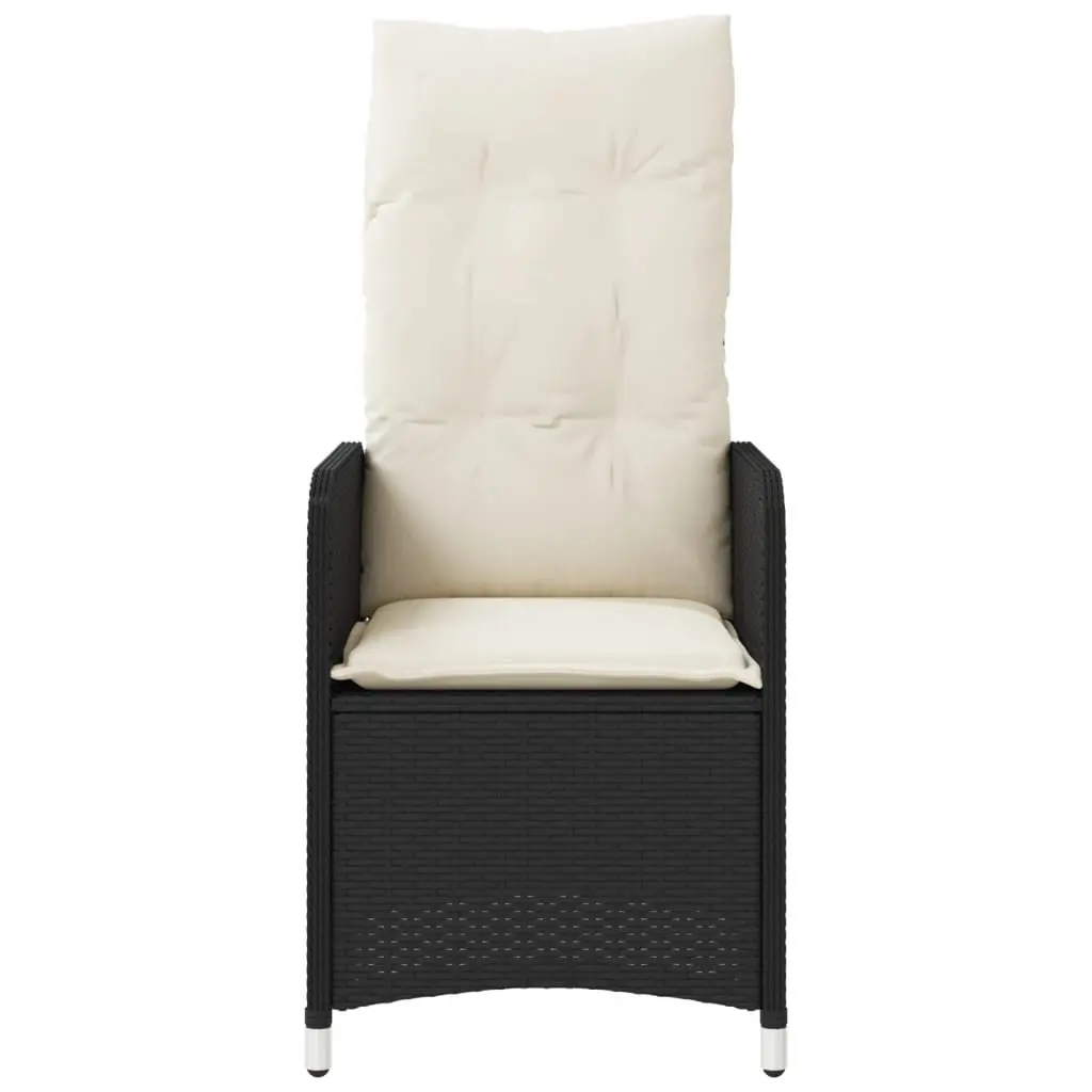 Reclining Garden Chairs Set PE Rattan Black 2 Piece with Padded Cushions