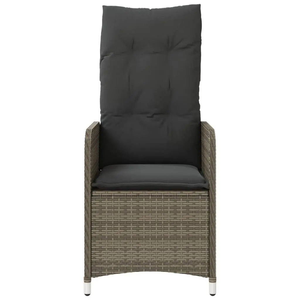 Reclining Garden Chairs Set PE Poly Rattan Adjustable Backrest Padded Seating Grey 2 Piece