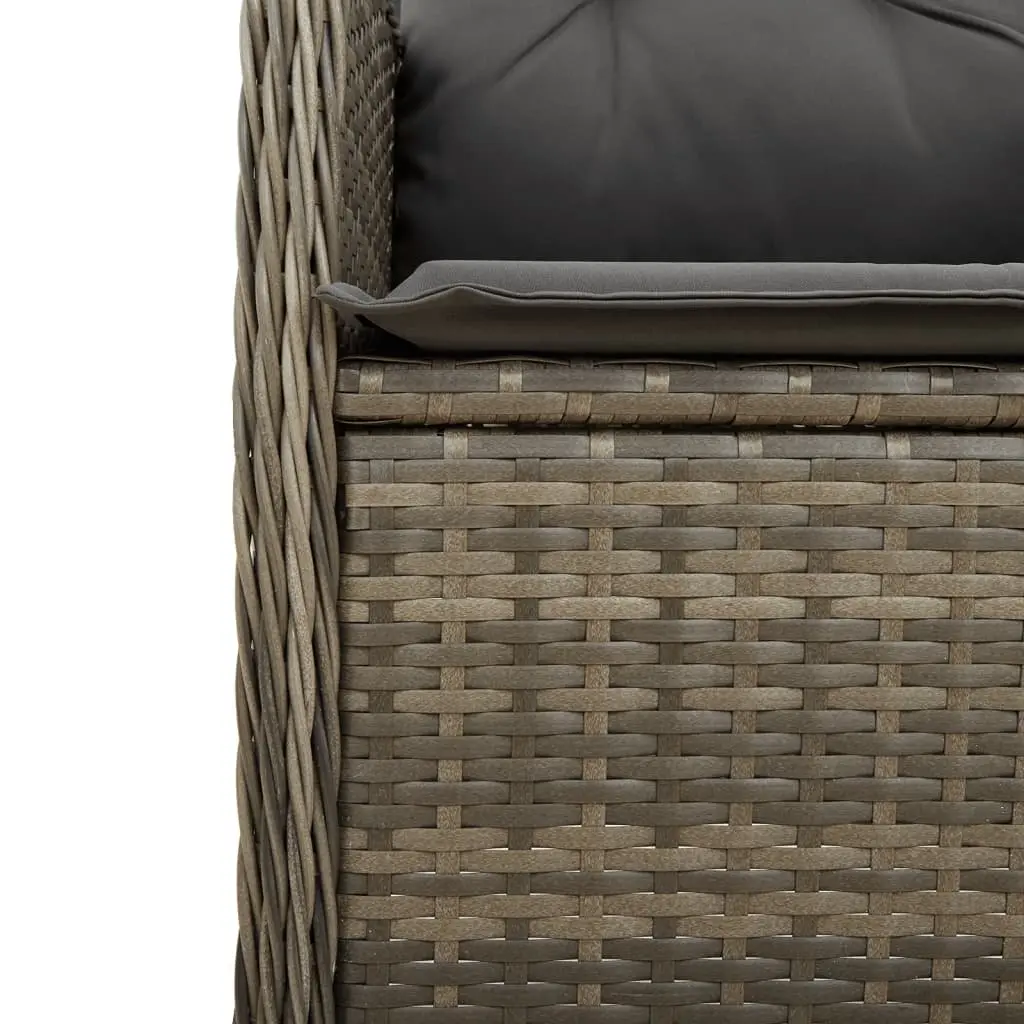 Reclining Garden Chairs Set PE Poly Rattan Adjustable Backrest Padded Seating Grey 2 Piece